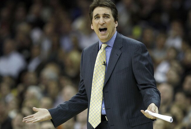 CLEVELAND - APRIL 27:  Head coach Vinny Del Negro of the Chicago Bulls reacts after a foul call while playing the Cleveland Cavaliers in Game Five of the Eastern Conference Quarterfinals during the 2010 NBA Playoffs at Quicken Loans Arena on April 27, 2010 in Cleveland, Ohio. Cleveland won the game 96-94 to win the series 4-1. NOTE TO USER: User expressly acknowledges and agrees that, by downloading and or using this photograph, User is consenting to the terms and conditions of the Getty Images License Agreement.  (Photo by Gregory Shamus/Getty Images)
