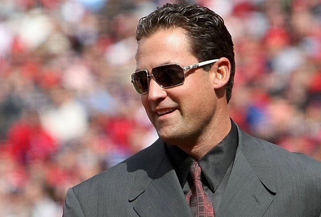 PHILADELPHIA - APRIL 08:  Former Philadelphia Philly, now member of the Tampa Bay Rays, Pat Burrell, accepts his World Series ring during a ceremony prior to the game against the Atlanta Braves at Citizens Bank Park on April 8, 2009 in Philadelphia, Pennsylvania.  (Photo by Nick Laham/Getty Images)