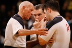 NEW ORLEANS - DECEMBER 30:  Referees Dick Bavetta #27, Joe Forte #45 and Eli Roe #64 talk during a time out in the game between the New Orleans Hornets and the Miami Heat at New Orleans Arena on December 30, 2009 in New Orleans, Louisiana.  NOTE TO USER: User expressly acknowledges and agrees that, by downloading and/or using this Photograph, User is consenting to the terms and conditions of the Getty Images License Agreement.  (Photo by Chris Graythen/Getty Images)