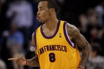 OAKLAND, CA - JANUARY 20:  Monta Ellis #8 of the Golden State Warriors in action during their game against the Denver Nuggets at Oracle Arena on January 20, 2010 in Oakland, California.  NOTE TO USER: User expressly acknowledges and agrees that, by downloading and/or using this Photograph, user is consenting to the terms and conditions of the Getty Images License Agreement.  (Photo by Ezra Shaw/Getty Images)