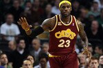 BOSTON - MAY 07:  LeBron James #23 reacts during action against  the Boston Celtics in Game Three of the Eastern Conference Semifinals of the 2010 NBA Playoffs at TD Banknorth Garden on May 7, 2010 in Boston, Massachusetts. NOTE TO USER: User expressly acknowledges and agrees that, by downloading and or using this photograph, User is consenting to the terms and conditions of the Getty Images License Agreement. (Photo by Jim Rogash/Getty Images)
