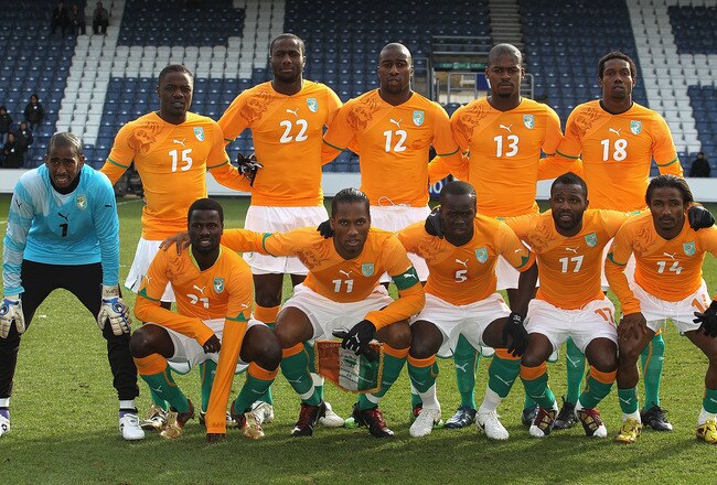 LONDON, ENGLAND - MARCH 03:  The Ivory Coast team pose for a photo ahead of the International Friendly match between Ivory Coast and Republic of Korea played at Loftus Road on March 3, 2010 in London, England.  (Photo by Hamish Blair/Getty Images)