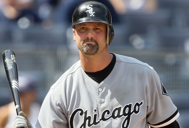 NEW YORK - MAY 02:  Paul Konerko #14 of the Chicago White Sox bats against the New York Yankees on May 2, 2010 at Yankee Stadium in the Bronx borough of New York City. The Yankees defeated the White Sox 12-3.  (Photo by Jim McIsaac/Getty Images)