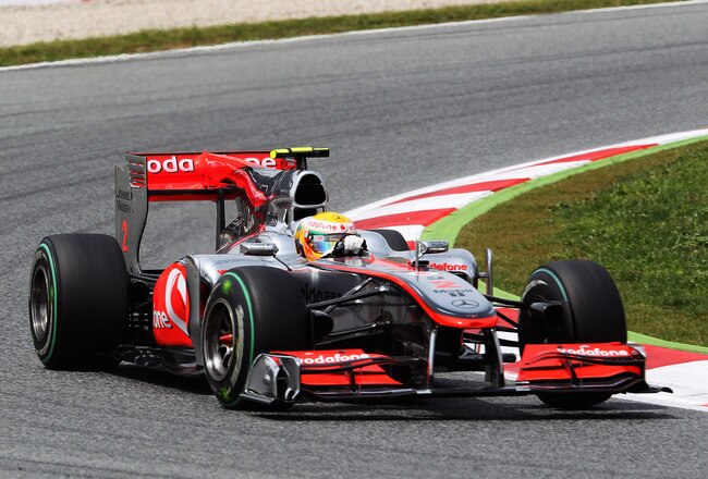 BARCELONA, SPAIN - MAY 09:  Lewis Hamilton of Great Britain and McLaren Mercedes drives during the Spanish Formula One Grand Prix at the Circuit de Catalunya on May 9, 2010 in Barcelona, Spain.  (Photo by Mark Thompson/Getty Images)