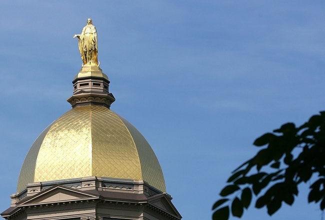 SOUTH BEND, IN - SEPTEMBER 19: A general view of the 'Golden Dome' on the campus of Notre Dame University before a game between the Notre Dame Fighting Irish and the Michigan State Spartans on September 19, 2009 at Notre Dame Stadium in South Bend, Indiana. (Photo by Jonathan Daniel/Getty Images)