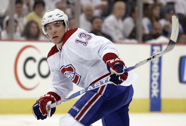 PITTSBURGH - MAY 8:  Mike Cammalleri #13 of the Montreal Canadiens skates against the Pittsburgh Penguins in Game Five of the Eastern Conference Semifinals during the 2010 NHL Stanley Cup Playoffs at Mellon Arena on May 8, 2010 in Pittsburgh, Pennsylvania.  The Penguins defeated the Canadiens 2-1.  (Photo by Justin K. Aller/Getty Images)