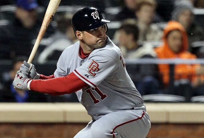 NEW YORK - MAY 10:  Ryan Zimmerman #11 of the Washington Nationals bats against the New York Mets on May 10, 2010 at Citi Field in the Flushing neighborhood of the Queens borough of New York City.  (Photo by Jim McIsaac/Getty Images)