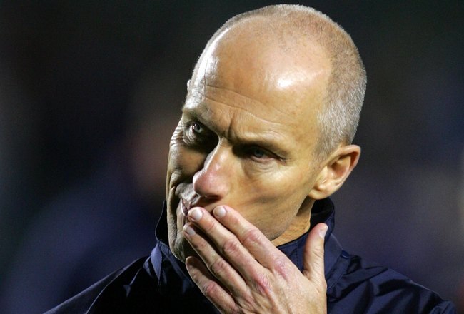 CARSON, CA - JANUARY 23:  Head Coach Bob Bradley walks off the pitch after their international friendly match against Honduras on January 23, 2010 in Carson, California. Honduras defeated USA 3-1.  (Photo by Victor Decolongon/Getty Images)