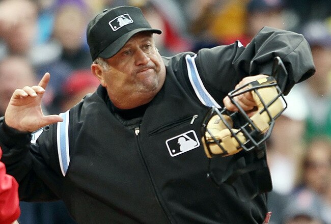 BOSTON - MAY 12:  Manager Terry Francona #47 of the Boston Red Sox is thrown out of the game by home plate umpire Dale Scott in the ninth inning against the Toronto Blue Jays on May 12, 2010 at Fenway Park in Boston, Massachusetts. The Blue Jays defeated the Red Sox 3-2.  (Photo by Elsa/Getty Images)