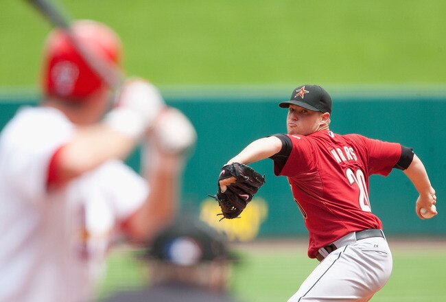 ST. LOUIS - MAY 13: Starting pitcher Bud Norris #20 of the Houston Astros throws against the St. Louis Cardinals at Busch Stadium on May 13, 2010 in St. Louis, Missouri.  The Astros beat the Cardinals 4-1.  (Photo by Dilip Vishwanat/Getty Images)