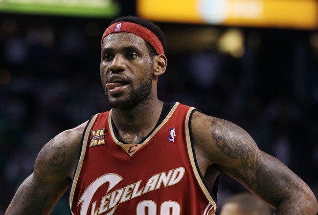 BOSTON - MAY 13:  LeBron James #23 of the Cleveland Cavaliers stands by in the fourth quarter against the Boston Celtics during Game Six of the Eastern Conference Semifinals of the 2010 NBA playoffs at TD Garden on May 13, 2010 in Boston, Massachusetts. The Celtics defeated the Cavaliers 94-85.  NOTE TO USER: User Expressly Acknowledges and agrees that, by downloading and or using this photograph, User is consenting to the terms and conditions of the Getty Images License Agreement.  (Photo by Elsa/Getty Images)