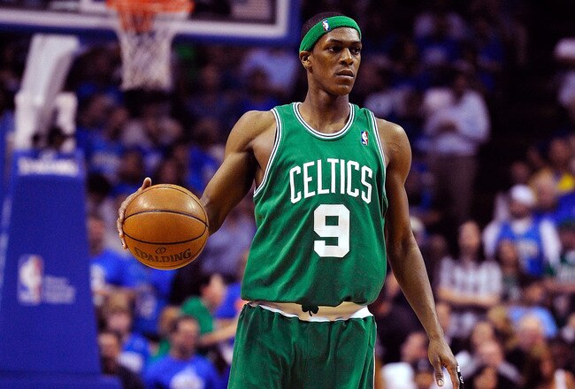 ORLANDO, FL - MAY 14:  Rajon Rondo #9 of the Boston Celtics sets up the offense in Game Six of the Eastern Conference Semifinals during the 2009 NBA Playoffs against the Orlando Magic at Amway Arena on May 14, 2009 in Orlando, Florida.  NOTE TO USER: User expressly acknowledges and agrees that, by downloading and/or using this Photograph, user is consenting to the terms and conditions of the Getty Images License Agreement.  (Photo by Sam Greenwood/Getty Images)
