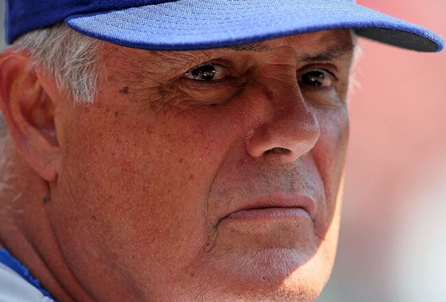 CINCINNATI - APRIL 11: Manager Lou Piniella of the Chicago Cubs is pictured during the game against the Cincinnati Reds on April 11, 2010 at Great American Ball Park in Cincinnati, Ohio.  (Photo by Andy Lyons/Getty Images)