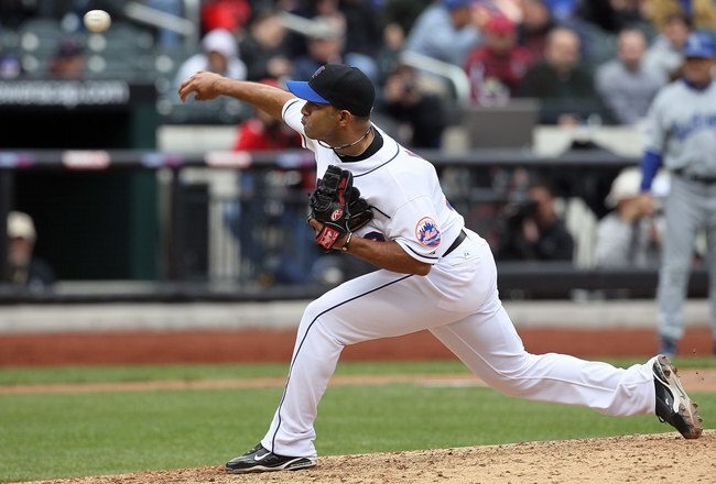 NEW YORK - APRIL 28:  Fernando Nieve #38 of the New York Mets pitches against the Los Angeles Dodgers on April 28, 2010 at Citi Field in the Flushing neighborhood of the Queens borough of New York City.  (Photo by Jim McIsaac/Getty Images)