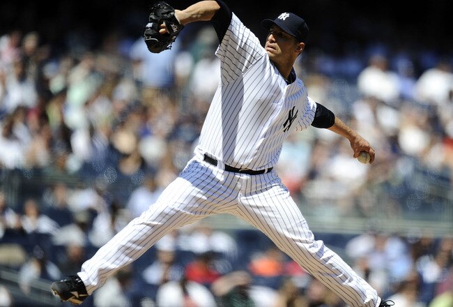 NEW YORK - MAY 05:  Andy Pettitte #46 of the New York Yankees delivers a pitch against the Baltimore Orioles at Yankee Stadium on May 5, 2010 in the Bronx borough of New York City  (Photo by Jeff Zelevansky/Getty Images)