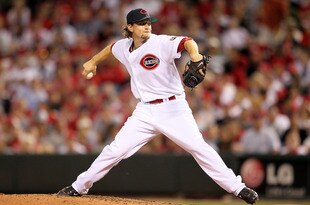 CINCINNATI - MAY 15:  Mike Leake #44 of the Cincinnati Reds throws a pitch during the Gillette Civil Rights Game against the St. Louis Cardinals at Great American Ball Park on May 15, 2010 in Cincinnati, Ohio.  (Photo by Andy Lyons/Getty Images)