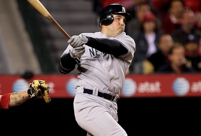 ANAHEIM, CA - APRIL 23:  Nick Johnson #36 of the New York Yankees bats against the Los Angeles Angels of Anaheim on April 23, 2010 at Angel Stadium in Anaheim, California.   The Angels won 6-4.  (Photo by Stephen Dunn/Getty Images)