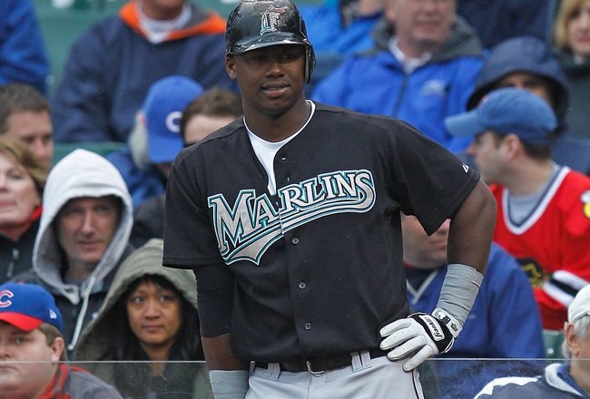 CHICAGO - MAY 12: Hanley Ramirez #2 of the Florida Marlins waits in the on-deck circle before batting against the Chicago Cubs at Wrigley Field on May 12, 2010 in Chicago, Illinois. The Cubs defeated the Marlins 4-3. (Photo by Jonathan Daniel/Getty Images)