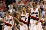 PORTLAND, OR - APRIL 29:  LaMarcus Aldridge #12 of the Portland Trail Blazers looks on against the Phoenix Suns during Game Six of the Western Conference Quarterfinals of the NBA Playoffs on April 29, 2010 at the Rose Garden in Portland, Oregon. NOTE TO USER: User expressly acknowledges and agrees that, by downloading and or using this Photograph, user is consenting to the terms and conditions of the Getty Images License Agreement. (Photo by Otto Greule Jr/Getty Images)