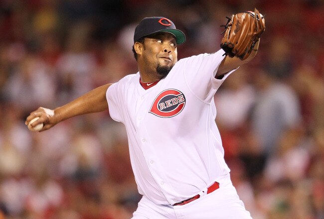 CINCINNATI - MAY 15:  Francisco Cordero #48 of the Cincinnati Reds throws a pitch during the Gillette Civil Rights Game against the St. Louis Cardinals at Great American Ball Park on May 15, 2010 in Cincinnati, Ohio.  (Photo by Andy Lyons/Getty Images)