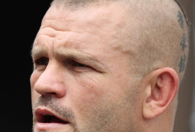 SAN FRANCISCO - SEPTEMBER 13:  UFC fighter Chuck Liddell looks on before the San Francisco Giants and Los Angeles Dodgers Major League Baseball game at AT&T Park on September 13, 2009 in San Francisco, California.  (Photo by Jed Jacobsohn/Getty Images)