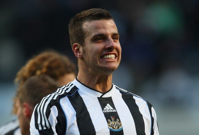 NEWCASTLE UPON TYNE, ENGLAND - DECEMBER 20:  Steven Taylor of Newcastle celebrates at the end of the Coca-Cola Championship match between Newcastle United and Middlesbrough at St James' Park on December 20, 2009 in Newcastle upon Tyne, England.  (Photo by Stu Forster/Getty Images)