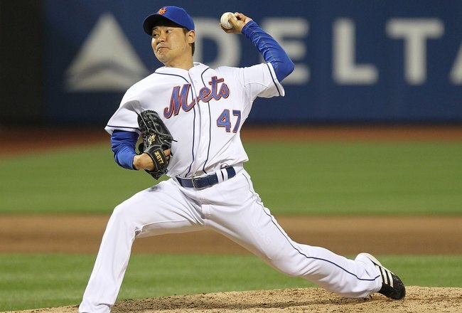 NEW YORK - MAY 11:  Hisanori Takahashi #47 of the New York Mets pitches against the Washington Nationals at Citi Field on May 11, 2010 in the Flushing neighborhood of the Queens borough of New York City.  (Photo by Nick Laham/Getty Images)