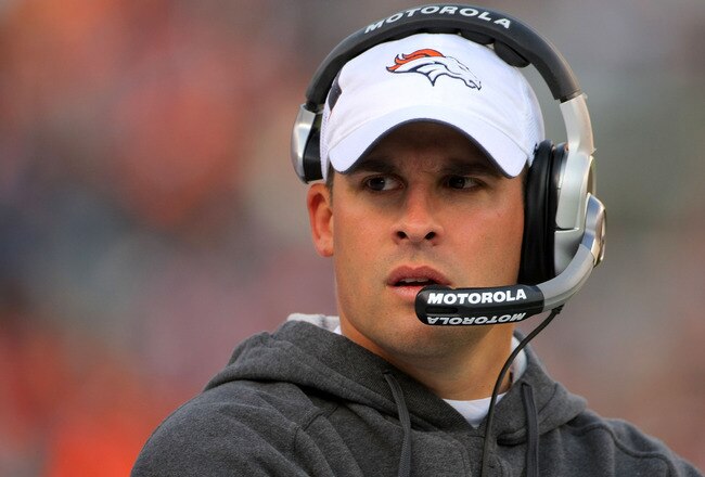 DENVER - NOVEMBER 22:  Head coach Josh McDaniels of the Denver Broncos paces the sideline as he leads his team against the San Diego Chargers during NFL action at Invesco Field at Mile High on November 22, 2009 in Denver, Colorado. The Chargers defeated the Broncos 32-3.  (Photo by Doug Pensinger/Getty Images)