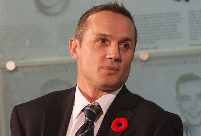 TORONTO, ON - NOVEMBER 09: Steve Yzerman speaks with the media at the Hockey Hall of Fame Induction Photo Opportunity at the Hockey Hall of Fame on November 9, 2009 in Toronto, Canada.  (Photo by Bruce Bennett/Getty Images)