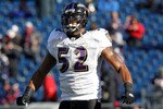 FOXBORO, MA - JANUARY 10:  Ray Lewis #52 of the Baltimore Ravens warms up against the New England Patriots during the 2010 AFC wild-card playoff game at Gillette Stadium on January 10, 2010 in Foxboro, Massachusetts.  (Photo by Jim Rogash/Getty Images)