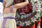 INDIANAPOLIS - MAY 30:  Dario Franchitti of Scotland, driver of the #10 Target Chip Ganassi Racing Dallara Honda, celebrates with his wife Ashley Judd in victory lane after winning the IZOD IndyCar Series 94th running of the Indianapolis 500 at the Indianapolis Motor Speedway on May 30, 2010 in Indianapolis, Indiana.  (Photo by Nick Laham/Getty Images)