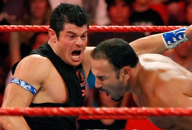 LAS VEGAS - AUGUST 24:  Wrestlers Evan Bourne (L) and Chavo Guerrero compete during the WWE Monday Night Raw show at the Thomas & Mack Center August 24, 2009 in Las Vegas, Nevada.  (Photo by Ethan Miller/Getty Images)