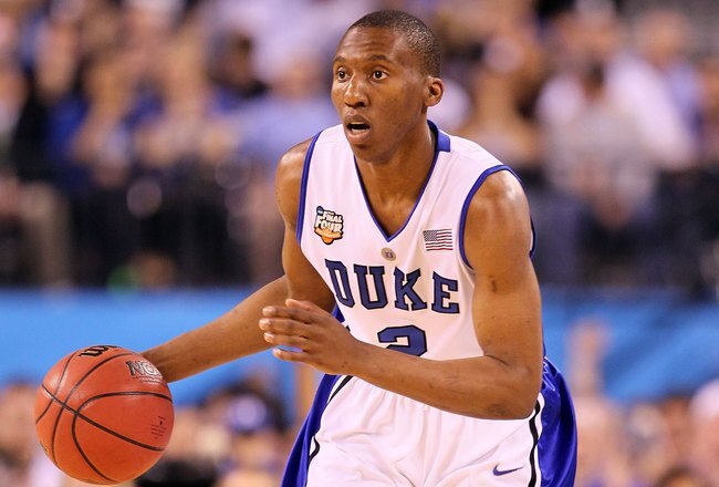 INDIANAPOLIS - APRIL 05:  Nolan Smith #2 of the Duke Blue Devils brings the ball up court against the Butler Bulldogs during the 2010 NCAA Division I Men's Basketball National Championship game at Lucas Oil Stadium on April 5, 2010 in Indianapolis, Indiana. Duke won 61-59. (Photo by Andy Lyons/Getty Images)