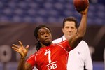 INDIANAPOLIS, IN - FEBRUARY 28: Quarterback Armanti Edwards of Appalachian State passes the football during the NFL Scouting Combine presented by Under Armour at Lucas Oil Stadium on February 28, 2010 in Indianapolis, Indiana. (Photo by Scott Boehm/Getty Images)
