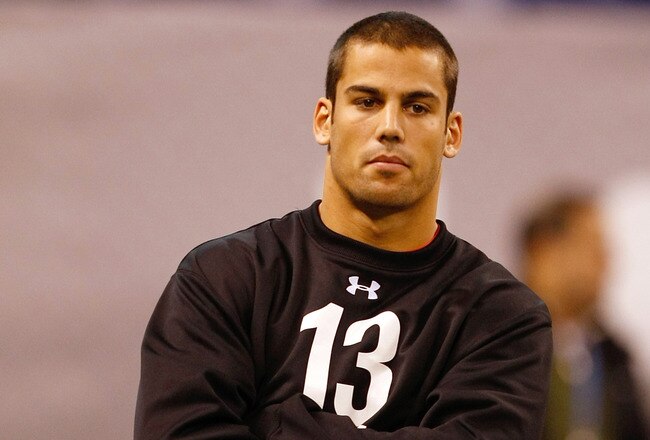 INDIANAPOLIS, IN - FEBRUARY 28: Wide receiver Eric Decker of Minnesota watches drills after deciding not to participate  during the NFL Scouting Combine presented by Under Armour at Lucas Oil Stadium on February 28, 2010 in Indianapolis, Indiana. (Photo by Scott Boehm/Getty Images)