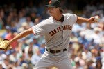 LOS ANGELES - APRIL 13:  Pitcher Randy Johnson #51 of the San Francisco Giants throws a pitch against the Los Angeles Dodgers at Dodger Stadium April 13, 2009 in Los Angeles, California. (Photo by Stephen Dunn/Getty Images)