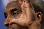 LOS ANGELES, CA - JUNE 03:  Kobe Bryant #24 of the Los Angeles Lakers speaks to the media after the Lakers' win over the Boston Celtics in Game One of the 2010 NBA Finals at Staples Center on June 3, 2010 in Los Angeles, California.  NOTE TO USER: User expressly acknowledges and agrees that, by downloading and/or using this Photograph, user is consenting to the terms and conditions of the Getty Images License Agreement  (Photo by Christian Petersen/Getty Images)