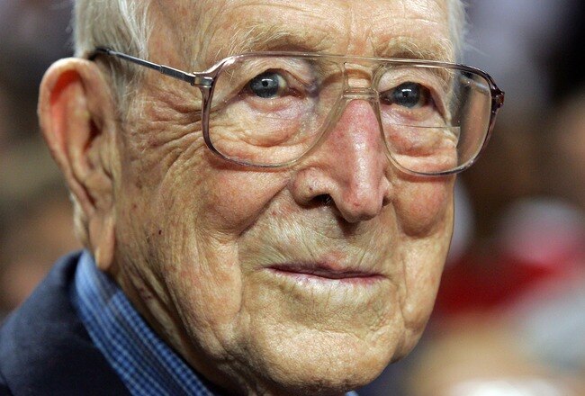 LOUISVILLE, KY - MARCH 28:  John Wooden the former coach at UCLA is pictured after the boys game at the McDonald's All American High School Basketball Games on March 28, 2007 at Freedom Hall in Louisville, Kentucky.  (Photo by Andy Lyons/Getty Images)