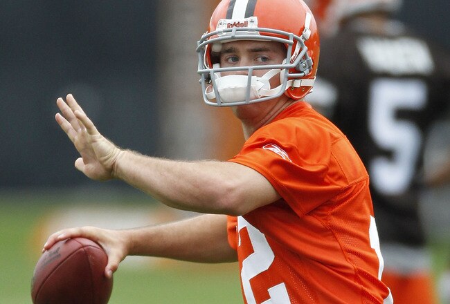 BEREA, OH - MAY 01:  Colt McCoy #12 of the Cleveland Browns gets ready to throw a pass during rookie mini camp at the Cleveland Browns Training and Administrative Complex on May 1, 2010 in Berea, Ohio.  (Photo by Gregory Shamus/Getty Images)