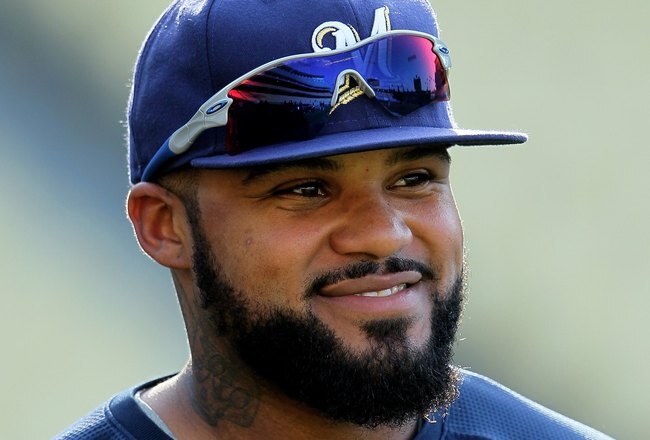 LOS ANGELES, CA - MAY 06:  Prince Fielder #28 of the Milwaukee Brewers looks on prior to the start of the game against the Los Angeles Dodgers at Dodger Stadium on May 6, 2010 in Los Angeles, California.  (Photo by Jeff Gross/Getty Images)