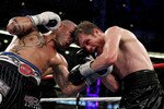 NEW YORK - JUNE 05:  (L-R) Miguel Cotto of Puerto Rico throws a left to the face of Yuri Foreman during the WBA world super welterweight title fight on June 5, 2010 at Yankee Stadium in the Bronx borough of New York City. Cotto wins by TKO in the ninth round. (Photo by Al Bello/Getty Images)