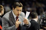 RIMOUSKI, QC - MAY 20:   Head Coach of the Drummondville Voltigeurs Guy Boucher speaks to players during the game against the Rimouski Oceanic at the 2009 Mastercard Memorial Cup at the Rimouski Colisee on May 20, 2009 in Rimouski, Quebec, Canada.  The Voltigeurs defeated the Oceanic 3-2 in overtime.  (Photo by Richard Wolowicz/Getty Images)