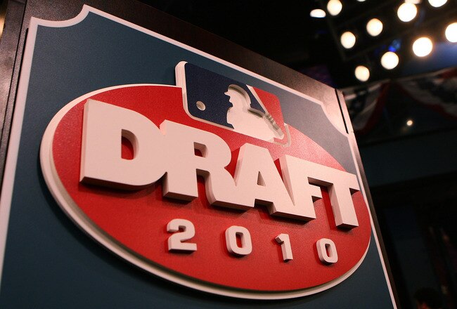 SECAUCUS, NJ - JUNE 07:  The draft podium is seen prior to the start of the MLB First Year Player Draft on June 7, 2010 held in Studio 42 at the MLB Network in Secaucus, New Jersey.  (Photo by Mike Stobe/Getty Images)