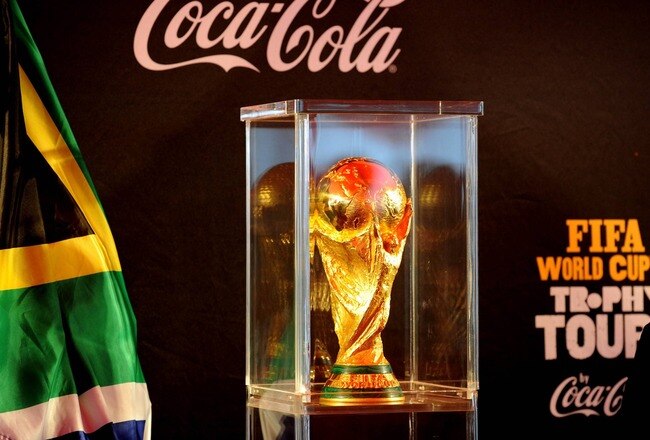WITBANK, SOUTH AFRICA - JUNE 01: The  World Cup is displayed during the FIFA World Cup Trophy Tour by Coca Cola on June 01, 2010, in Witbank, South Africa.