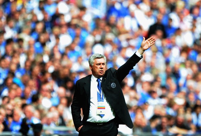 LONDON, ENGLAND - MAY 15:  Chelsea Manager Carlo Ancelotti reacts during the FA Cup sponsored by E.ON Final match between Chelsea and Portsmouth at Wembley Stadium on May 15, 2010 in London, England.  (Photo by Laurence Griffiths/Getty Images)