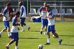 JOHANNESBURG, SOUTH AFRICA - JUNE 08: Robin van Persie (r) during a Netherlands training session at the Wits Rugby Stadium on June 8, 2010 in Johannesburg, South Africa.  (Photo by Michael Steele/Getty Images)