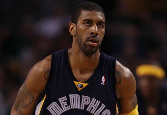 BOSTON - MARCH 10:  O.J. Mayo #32 of the Memphis Grizzlies celebrates his three point shot in the second half against the Boston Celtics  on March 10, 2010 at the TD Garden in Boston, Massachusetts. The Grizzlies defeated the Celtics 111-91. NOTE TO USER: User expressly acknowledges and agrees that, by downloading and or using this photograph, User is consenting to the terms and conditions of the Getty Images License Agreement.  (Photo by Elsa/Getty Images)