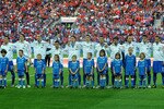 GENEVA, SWITZERLAND - JUNE 05:  Team of Italy hear Italian anthem during the international friendly match between Switzerland and Italy at Stade de Geneve ahead of the FIFA World Cup 2010 in South Africa on June 5, 2010 in Geneva, Switzerland.  (Photo by Massimo Cebrelli/Getty Images)