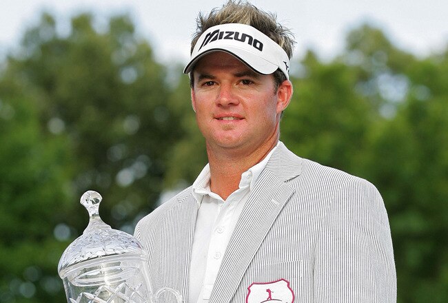 MEMPHIS, TN - JUNE 14:  Brian Gay of the United States holds the trophy after winning the St. Jude Classic at TPC Southwind held on June 14, 2009 in Memphis, Tennessee.  (Photo by Michael Cohen/Getty Images)