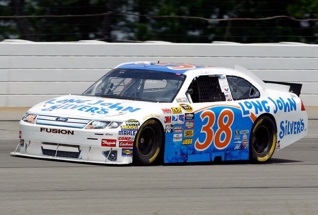 LONG POND, PA - JUNE 04:  Travis Kvapil drives the #38 Long John Silver's/Baja Fish Taco Ford during practice for the NASCAR Sprint Cup Series Gillette Fusion ProGlide 500 at Pocono Raceway on June 4, 2010 in Long Pond, Pennsylvania.  (Photo by Chris Trotman/Getty Images for NASCAR)